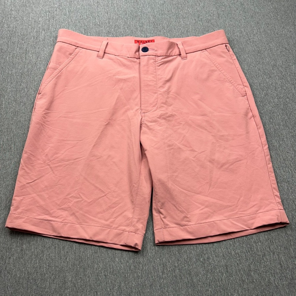 Halsey Sport Flat Front Golf Shorts Mens 34 Pink 10" Inseam Casual Vacation